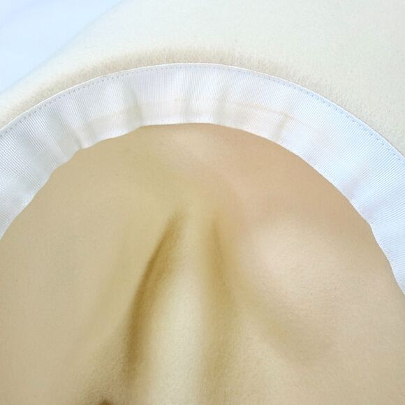 Treasure‎ & Bond Ivory 100% Wool Fedora Hat Wide Brim Frayed Ribbon NWT
